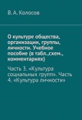 О культуре общества, организации, группы, личности. Учебное пособие (в табл.,схем., комментариях). Часть 3. «Культура социальных групп». Часть 4. «Культура личности» (В. Колосов)