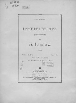 Книга "Danse de lamazone pour Orchestre de A. Liadow" – 