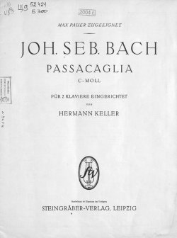 Книга "Passacaglia c-moll" – Иоганн Себастьян Бах, 1910