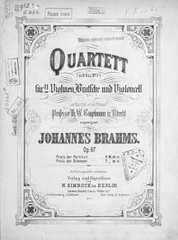 Книга "Quartett fur 2 Violinen, Bratsche und Violoncell, Op. 67, № 3, in B-dur v. Johannes Brahms" – , 1876