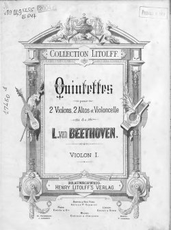 Книга "Quintette pour 2 Violons, 2 Altos, et Violoncelle de L. van Beethoven" – Людвиг ван Бетховен