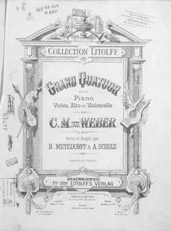 Книга "Grand Quatuor pour piano, violon, alto et violoncelle" – Карл Вебер