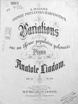 Книга "Вариации для фортепиано" – , 1901