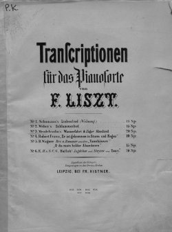 Книга "Mendelssohns Wasserfahrt & Jager Abschied fur das Pianoforte ubertragen v. F. Liszt" – 