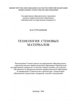 Книга "Технология стеновых материалов" – В. И. Турчанинов, 2008