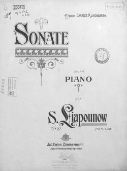 Книга "Sonate op. 27 pour le piano par S. Liapunow" – , 1908